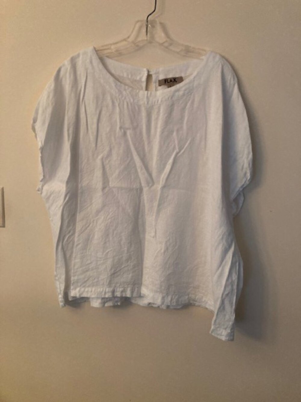FLAX White Linen Sleeveless Top Size L Washable